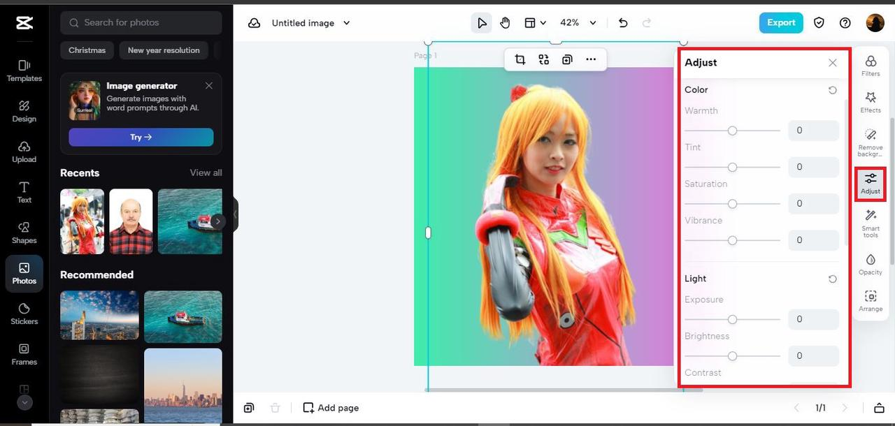 customize picture light and color