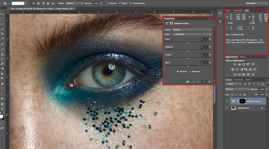 Adjust color levels in PhotoShop