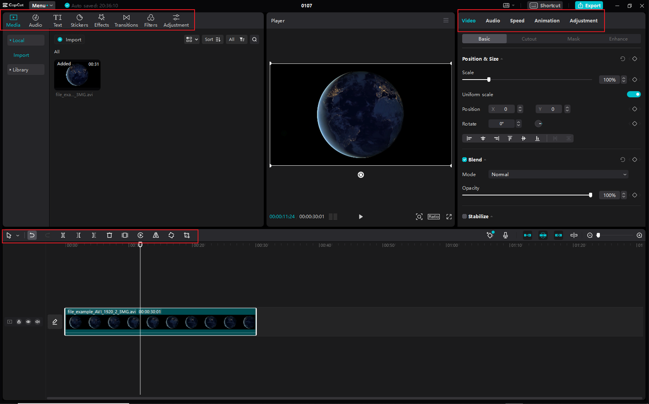 edit AVI video CapCut desktop editor