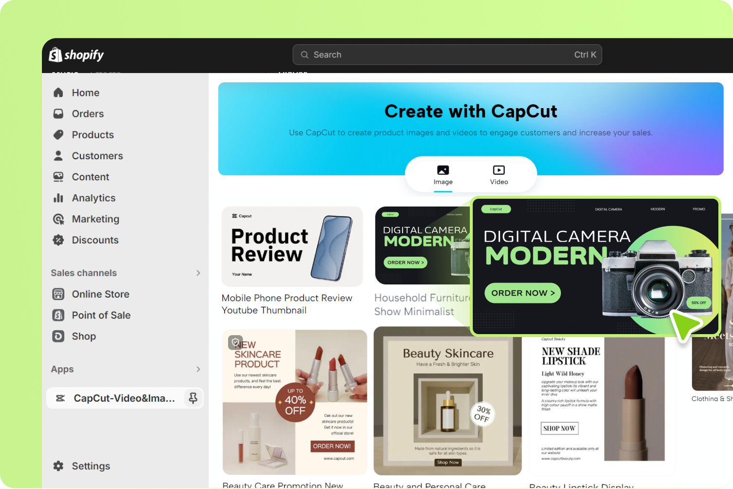 Choose from a plethora of video or image templates in CapCut 