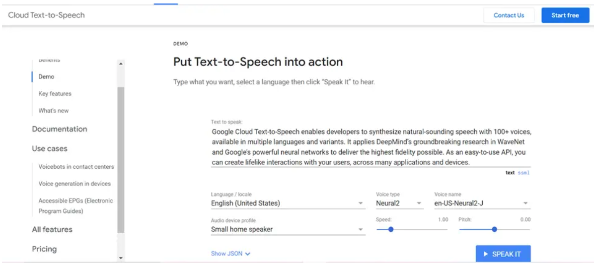 Google Cloud Text-to-Speech