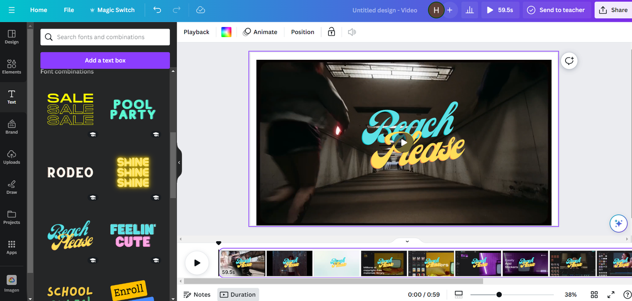 Take free text styles on the Canva video editor