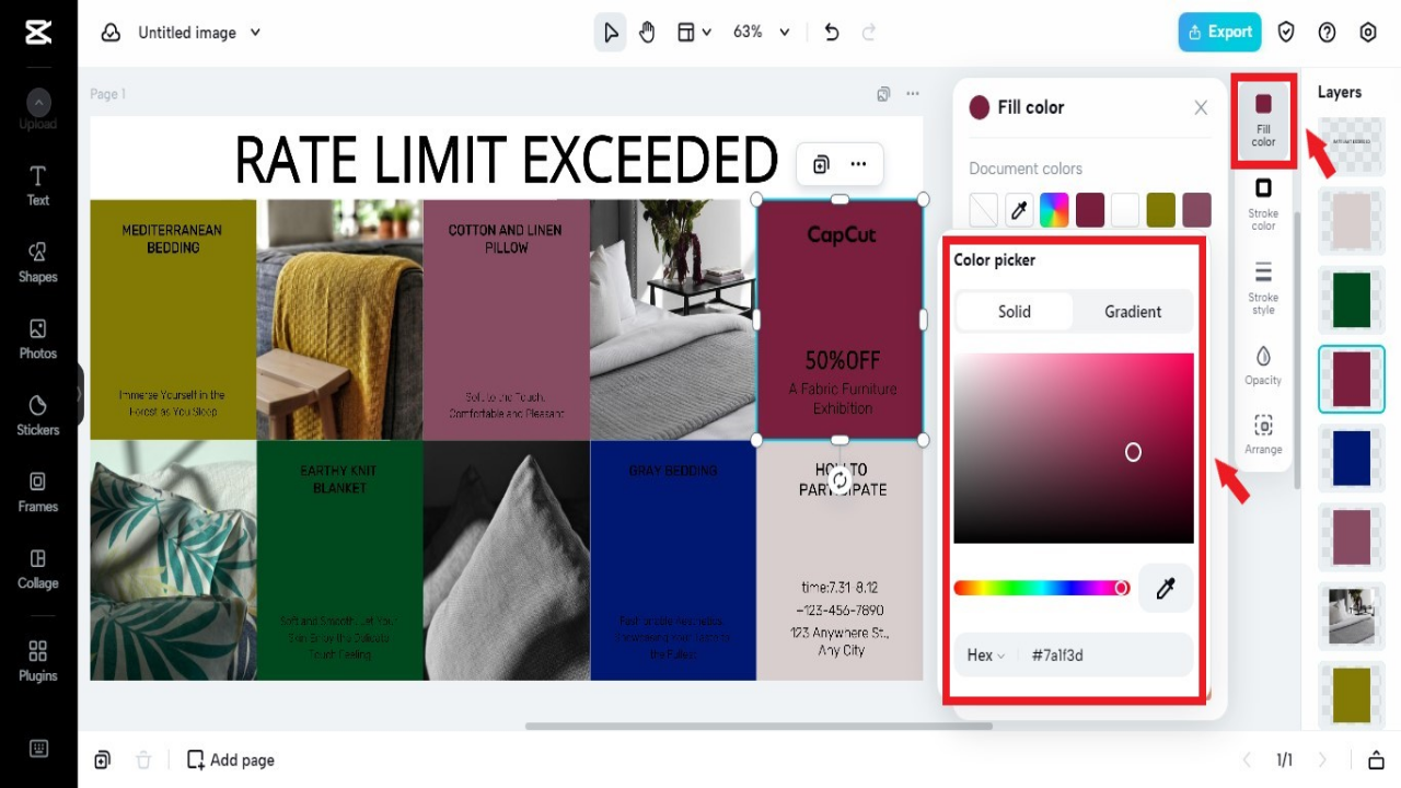 picking color in CapCut Online