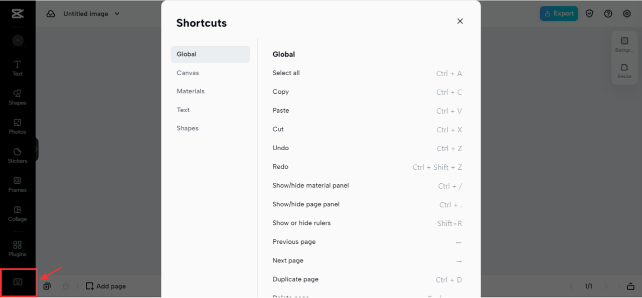 Shortcut keys