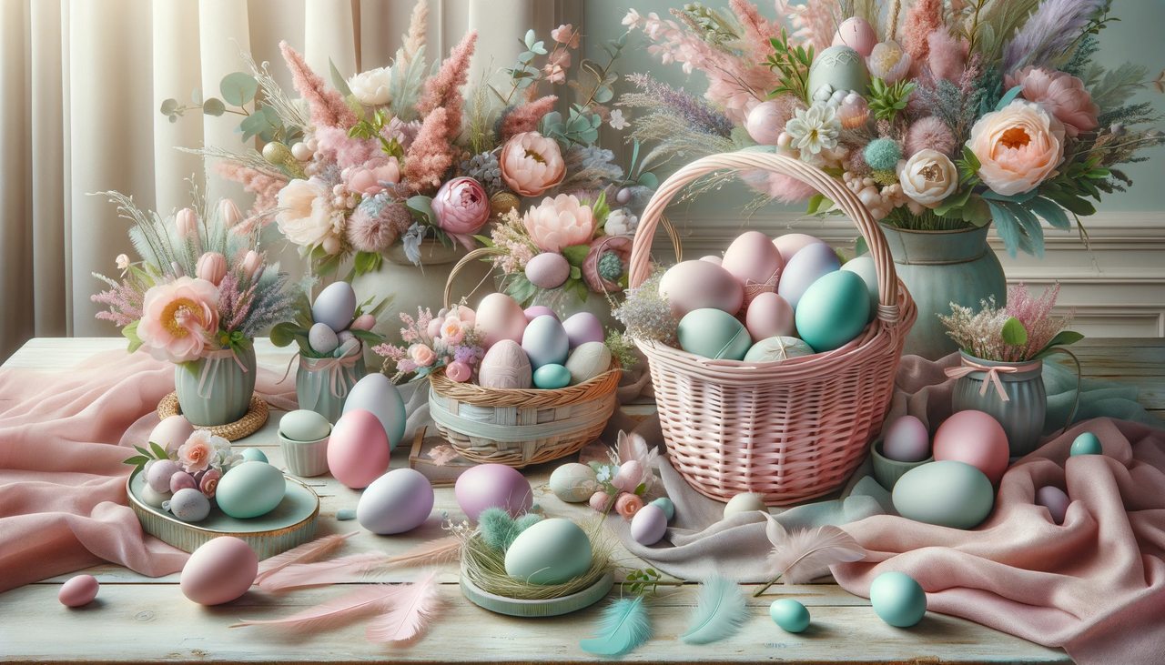 Easter decorations in pastel colors