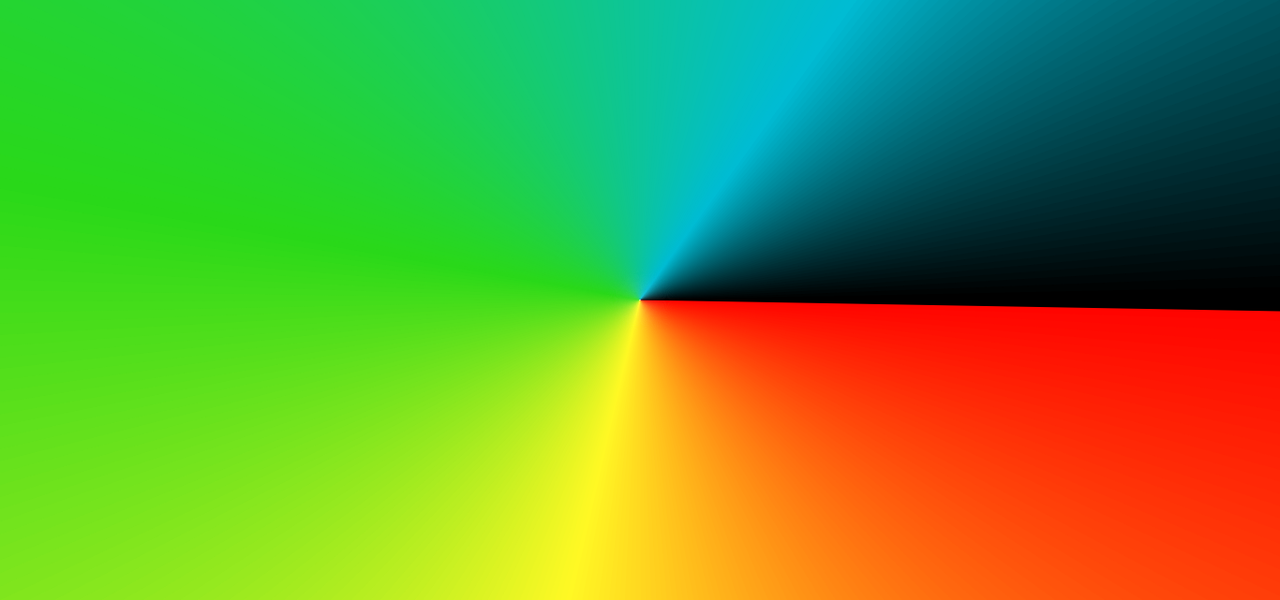 red, yellow, green, blue, and black conic gradient