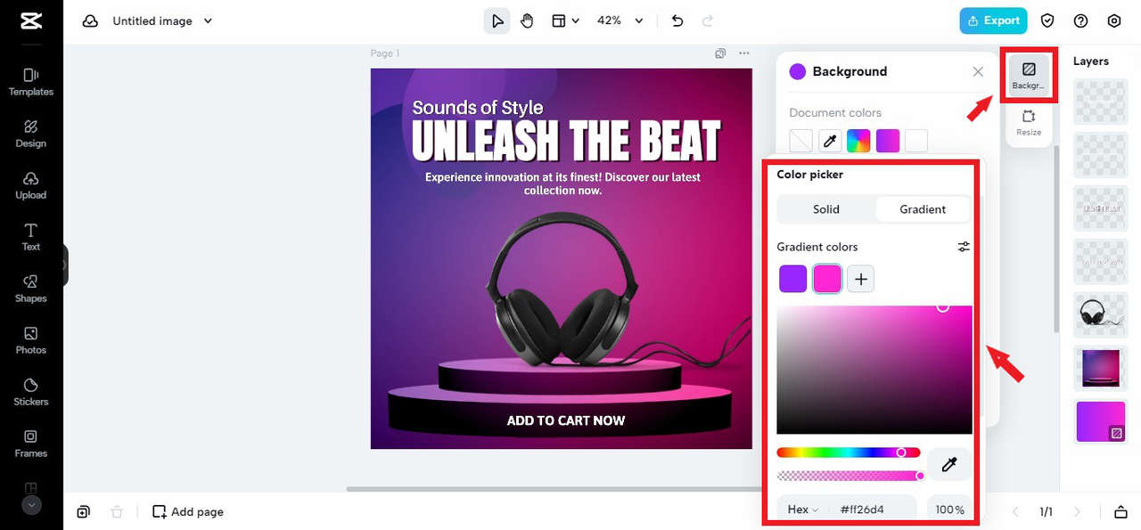 Color picker in CapCut online