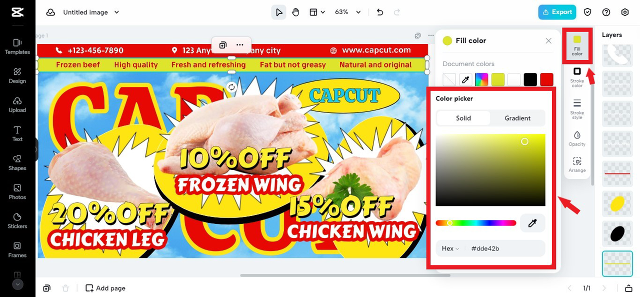 Color picker in CapCut online