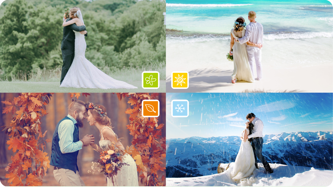 Diverse wedding color schemes for different seasons