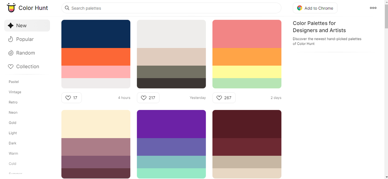 Color Hunt's editing interface