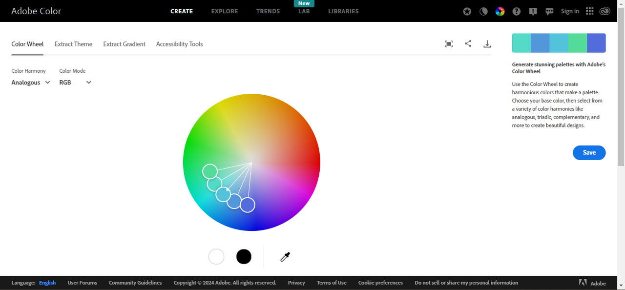 Adobe Color's editing interface