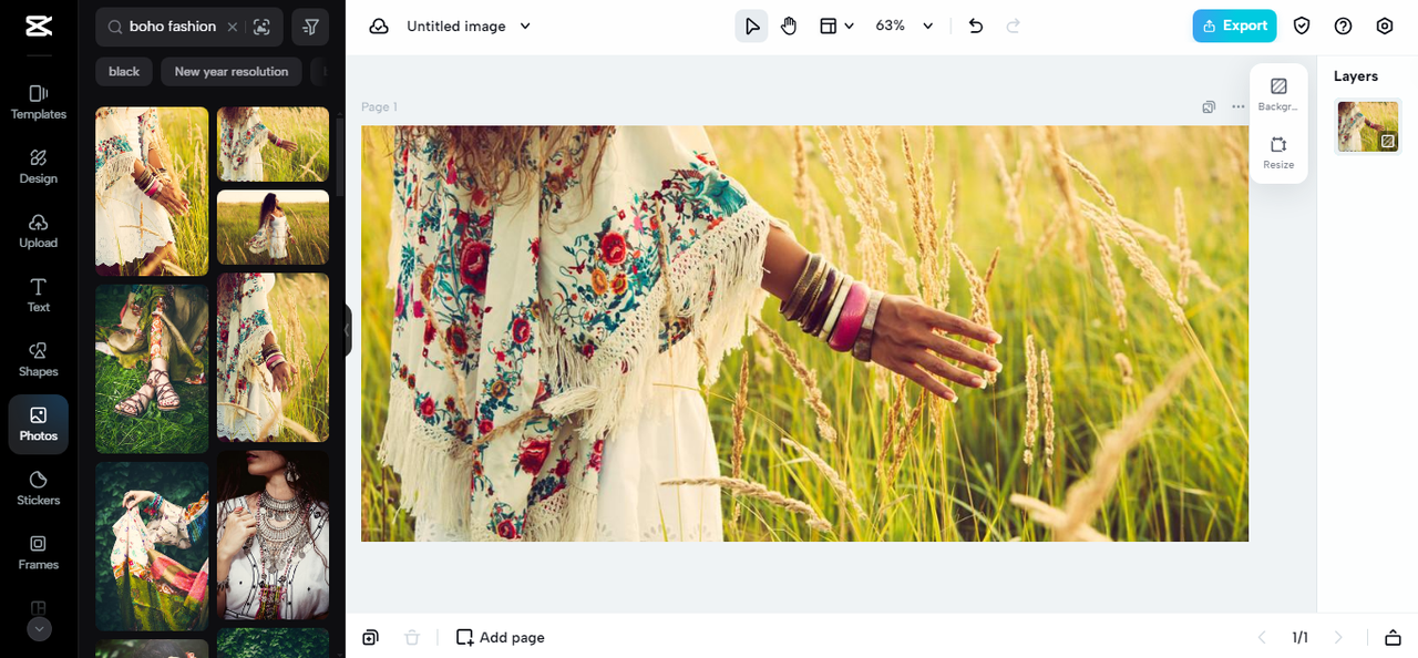 boho fashion design ideas in CapCut online