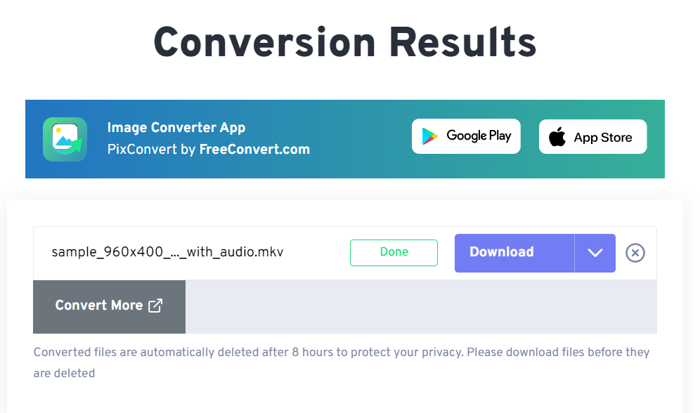 Change MKV to MP4 online with Freeconvert