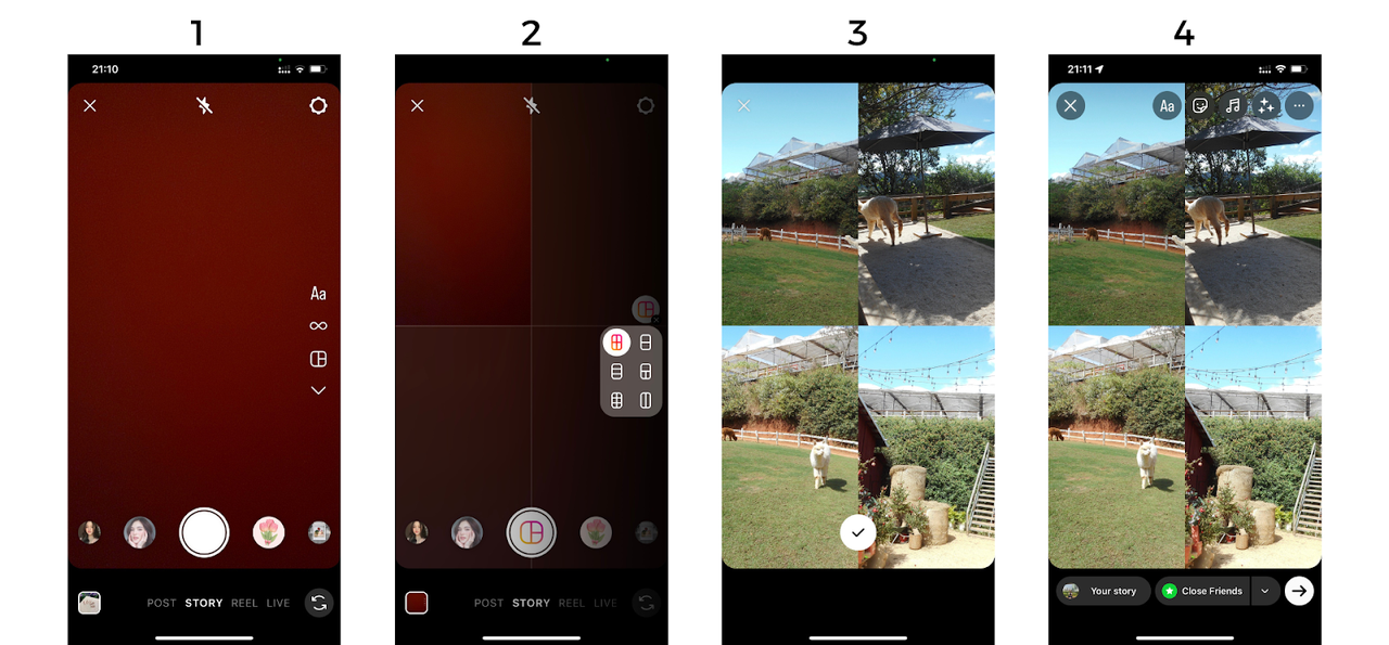 Process of making an Instagram story collage on Instagram