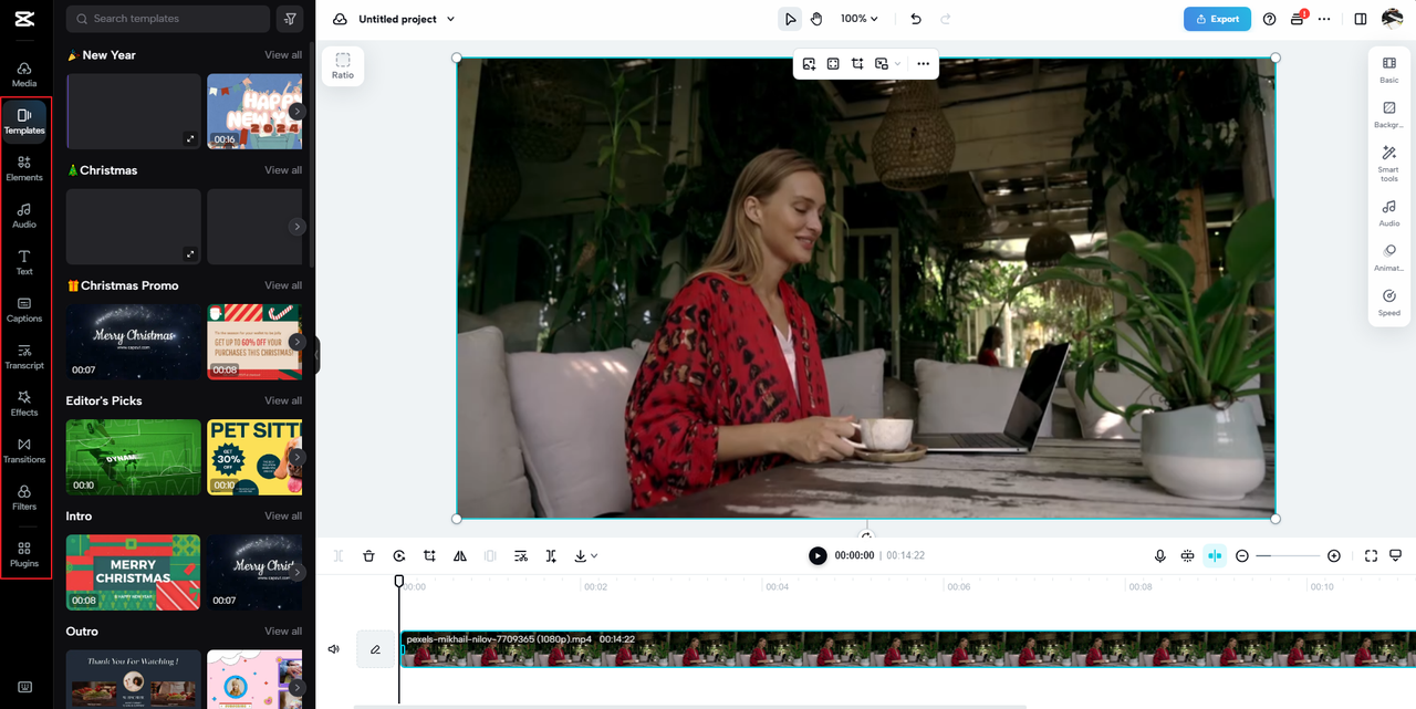 using CapCut's preset media assets for your Google Drive app videos