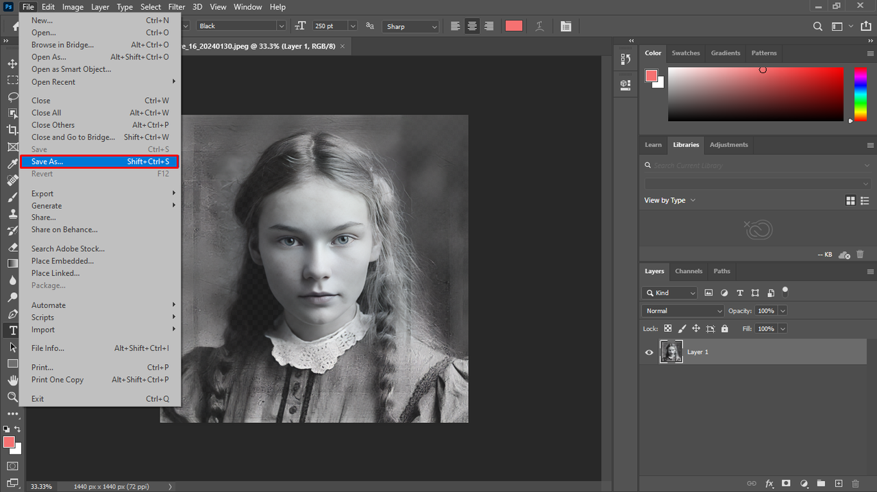 Save to local storage after you get your old picture restored