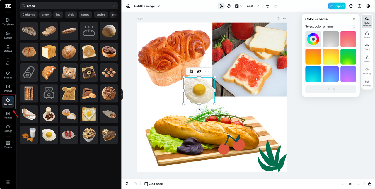 Add stickers to grid images on CapCut