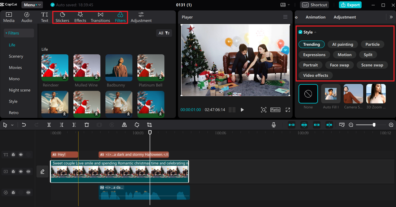 Edit a video on CapCut desktop video editor after you add SRT to MP4