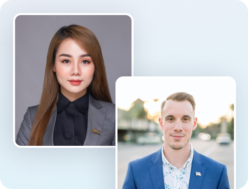 two images of passport headshots