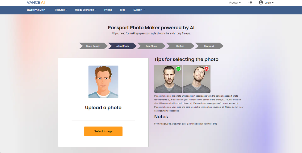 VANCEAI AI passport photo maker free