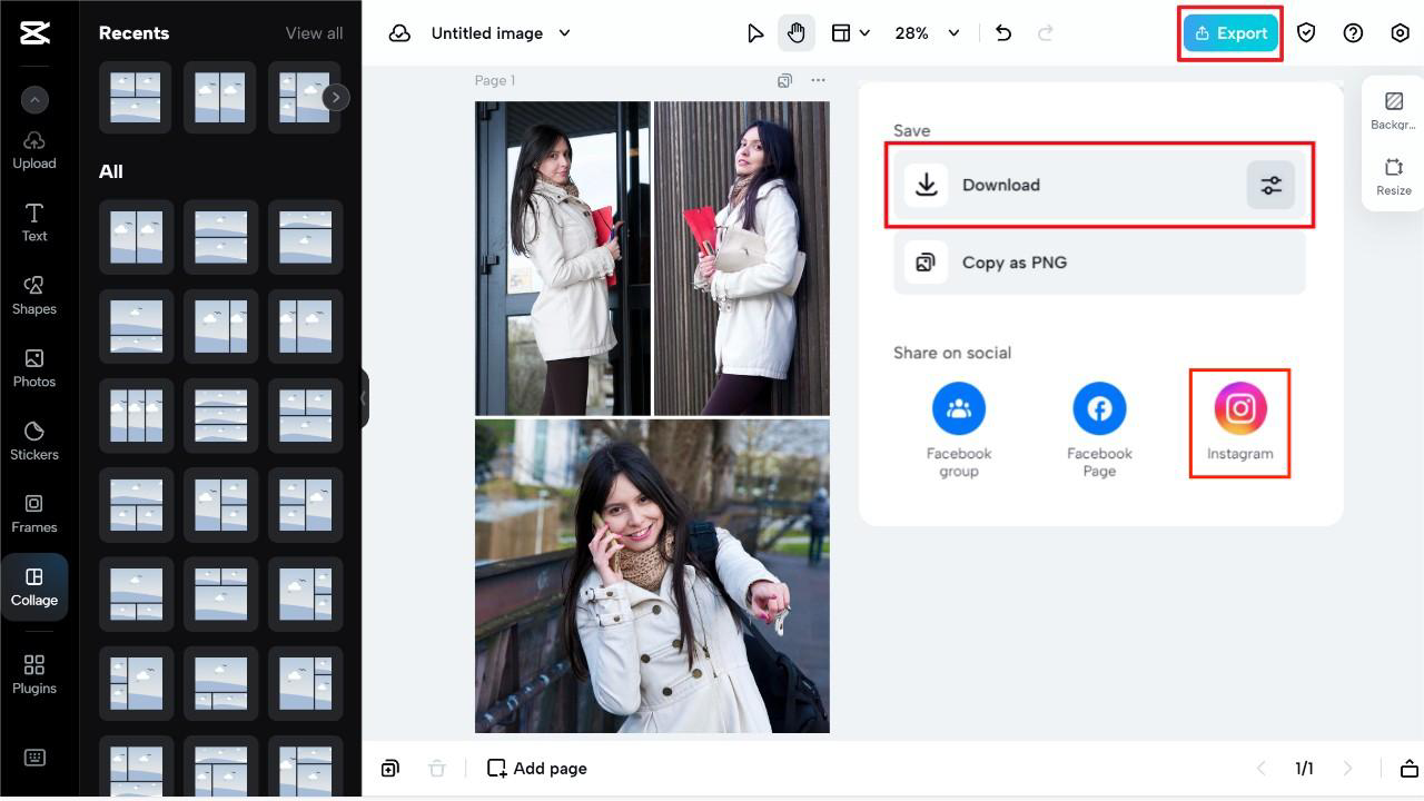 Export your multi-photo Instagram story