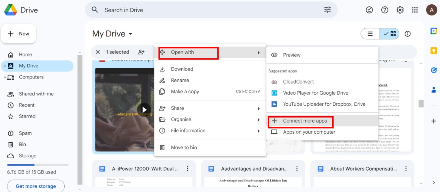 Access CapCut directly from Google Drive