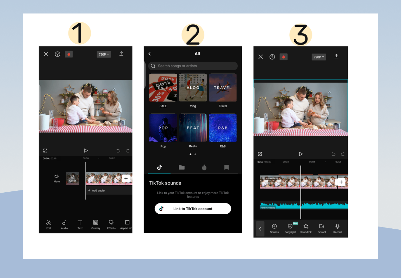 Add music to video in CapCut mobile video editor, best song video maker app