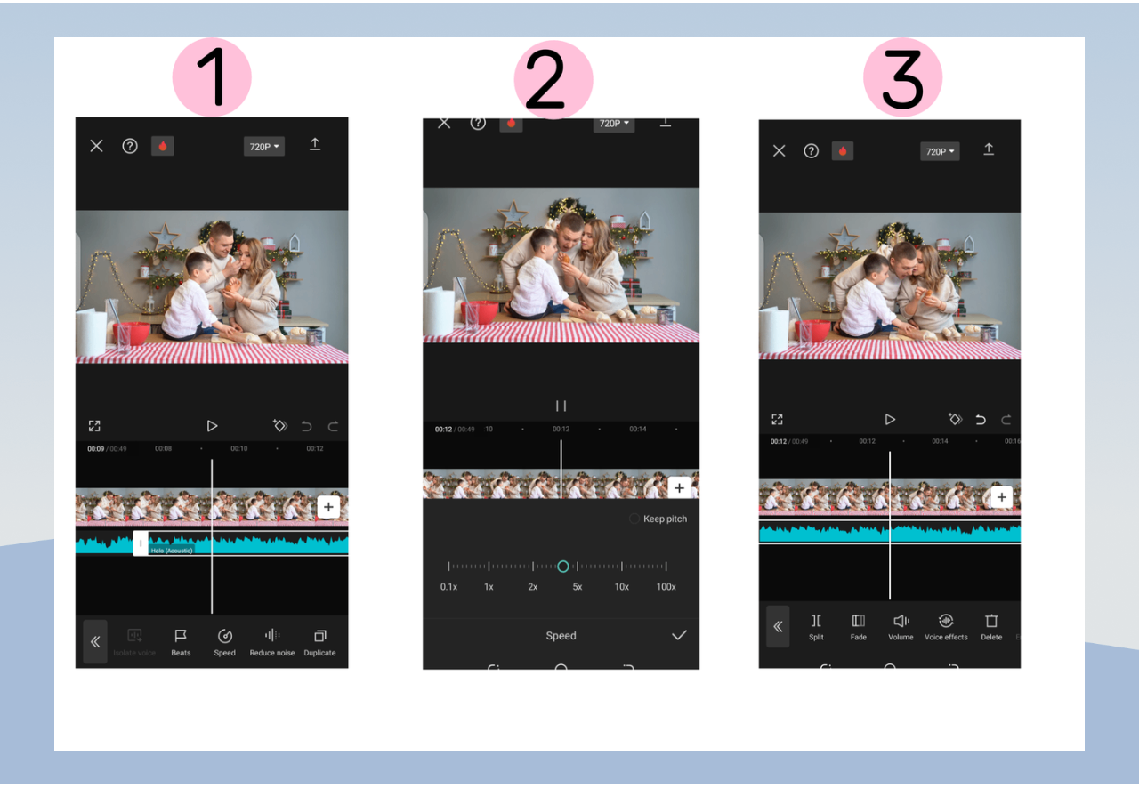 Adjust speed in CapCut mobile video editor, the best video maker music app