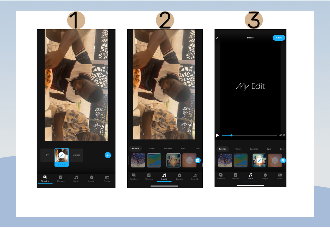 Add music to video in Quik