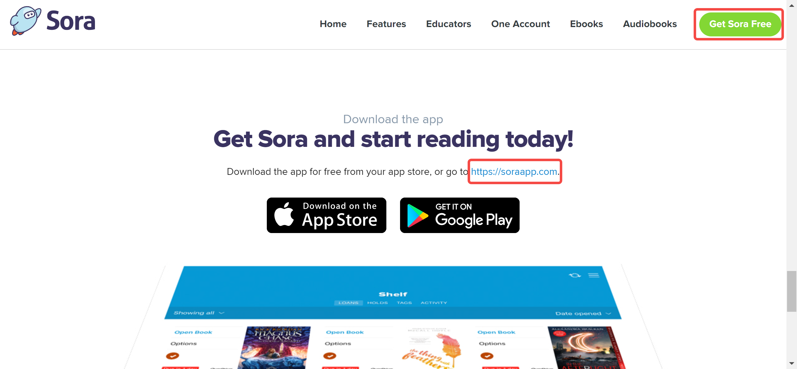 Download Sora reading app from the official website