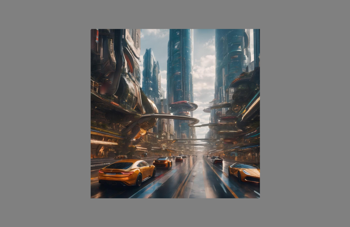 A futuristic cityscape generated from an AI photo prompt