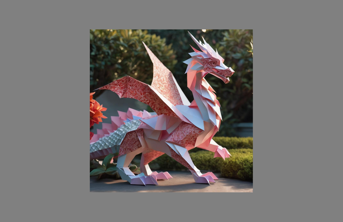 An origami dragon made from image prompt AI