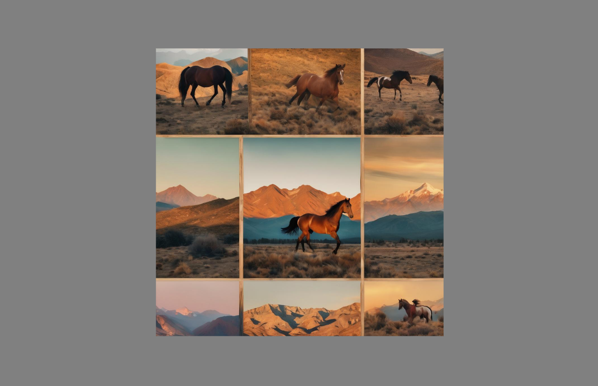 AI generated collage of horses