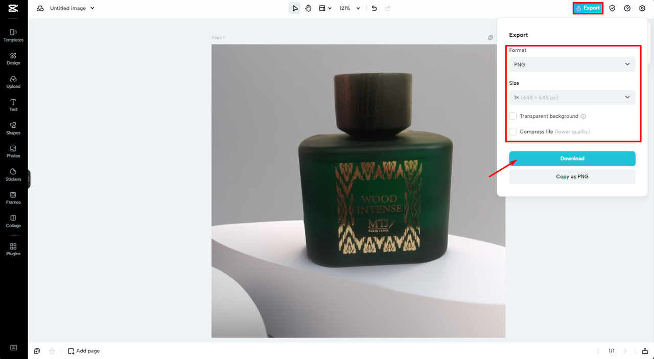 Download your product photo after generating it