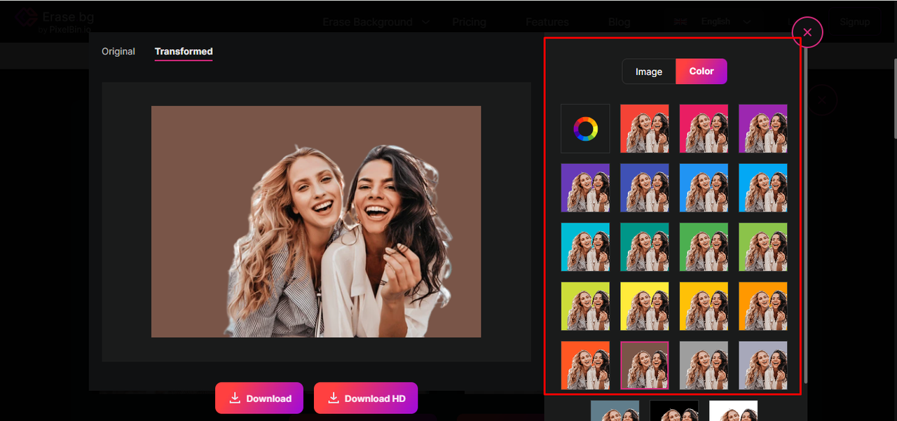 select background colour