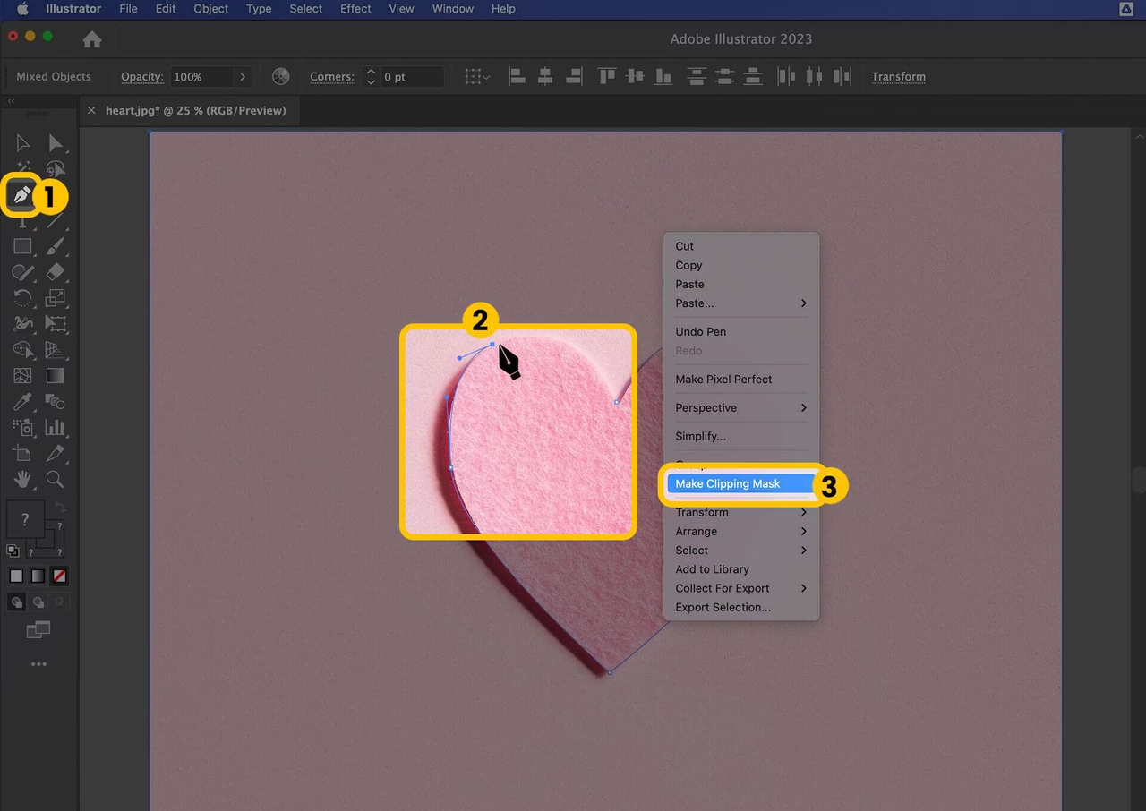 Remove image background in Illustrator using Pen Tool