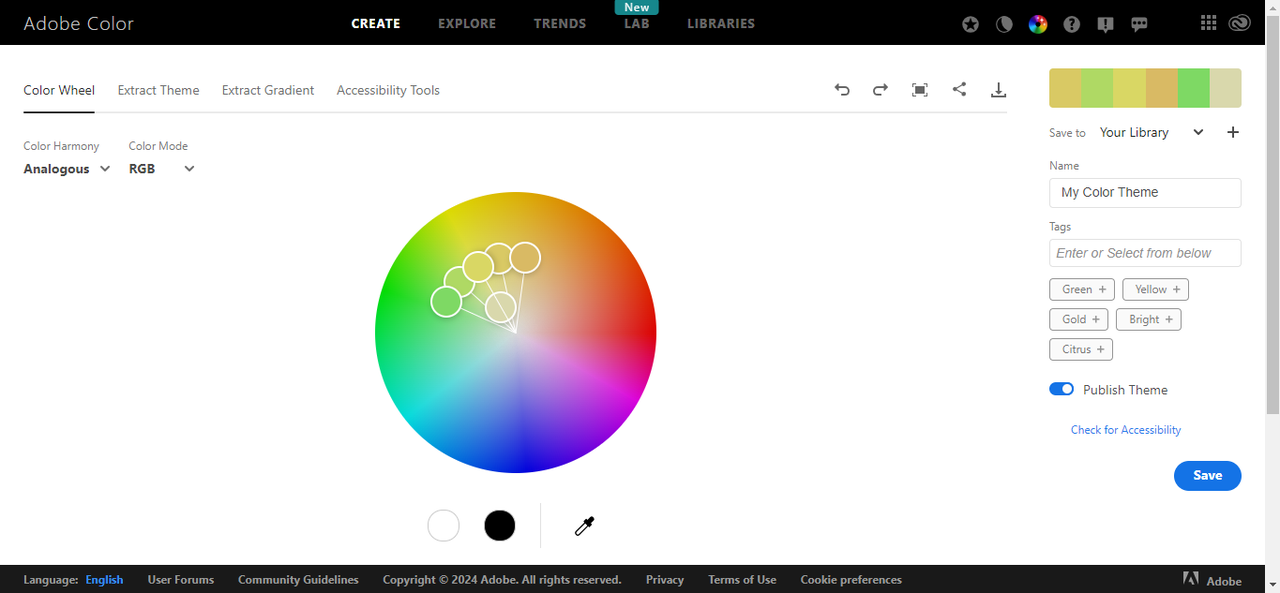 Adobe Color's interface