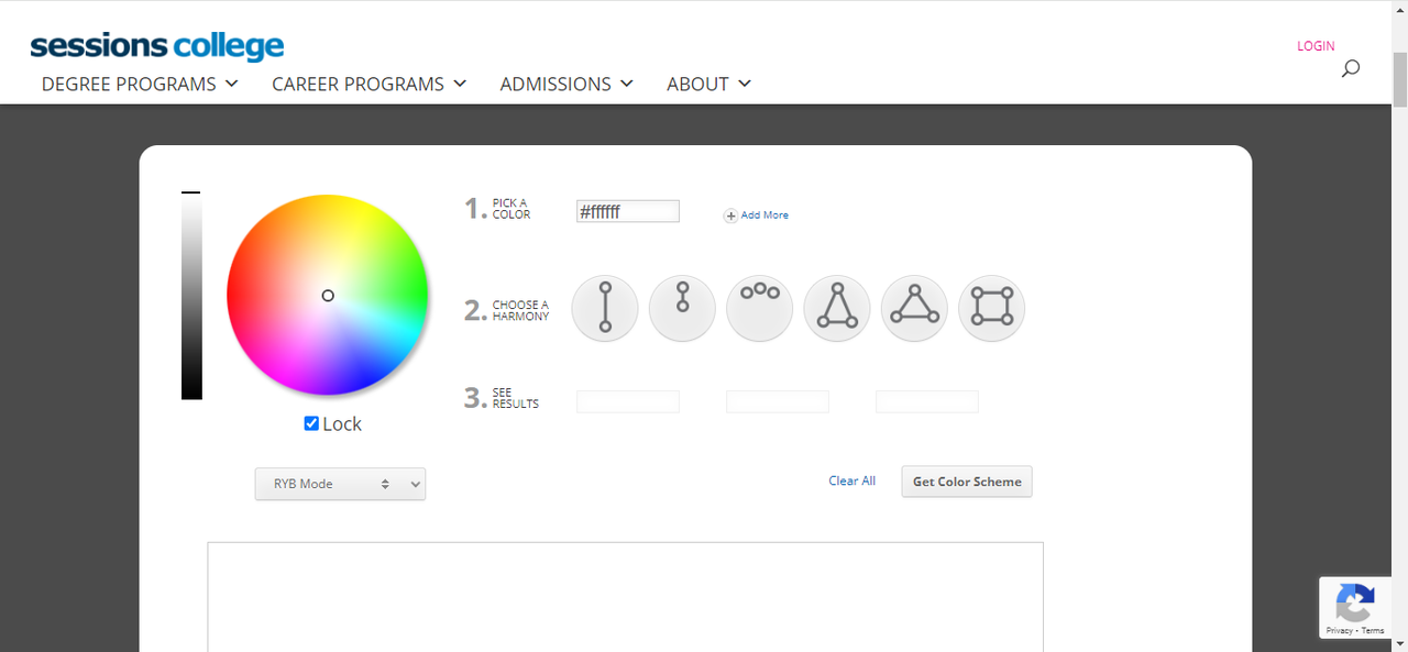 Sessions college's interface