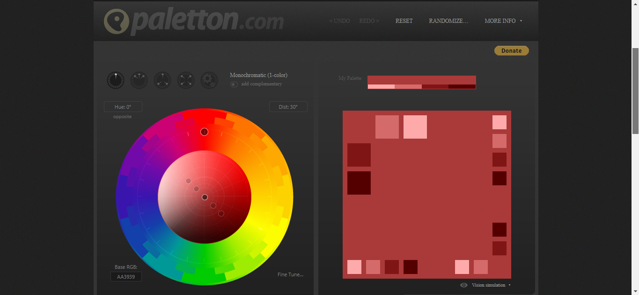 Paletton's interface