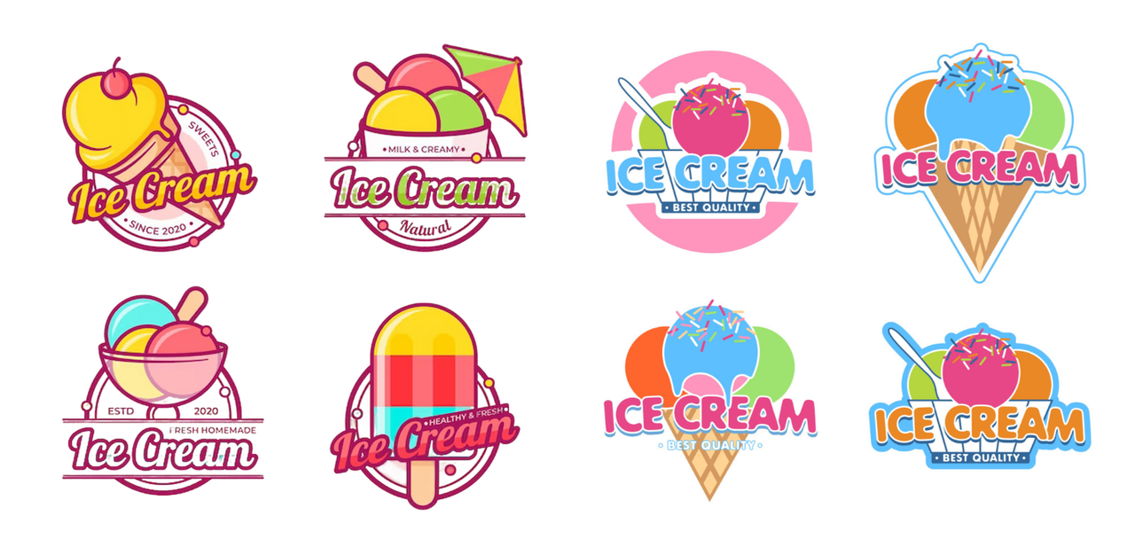 Choose vibrant colors for your ice cream logo