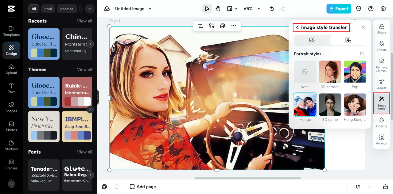 CapCut Online's image style transfer