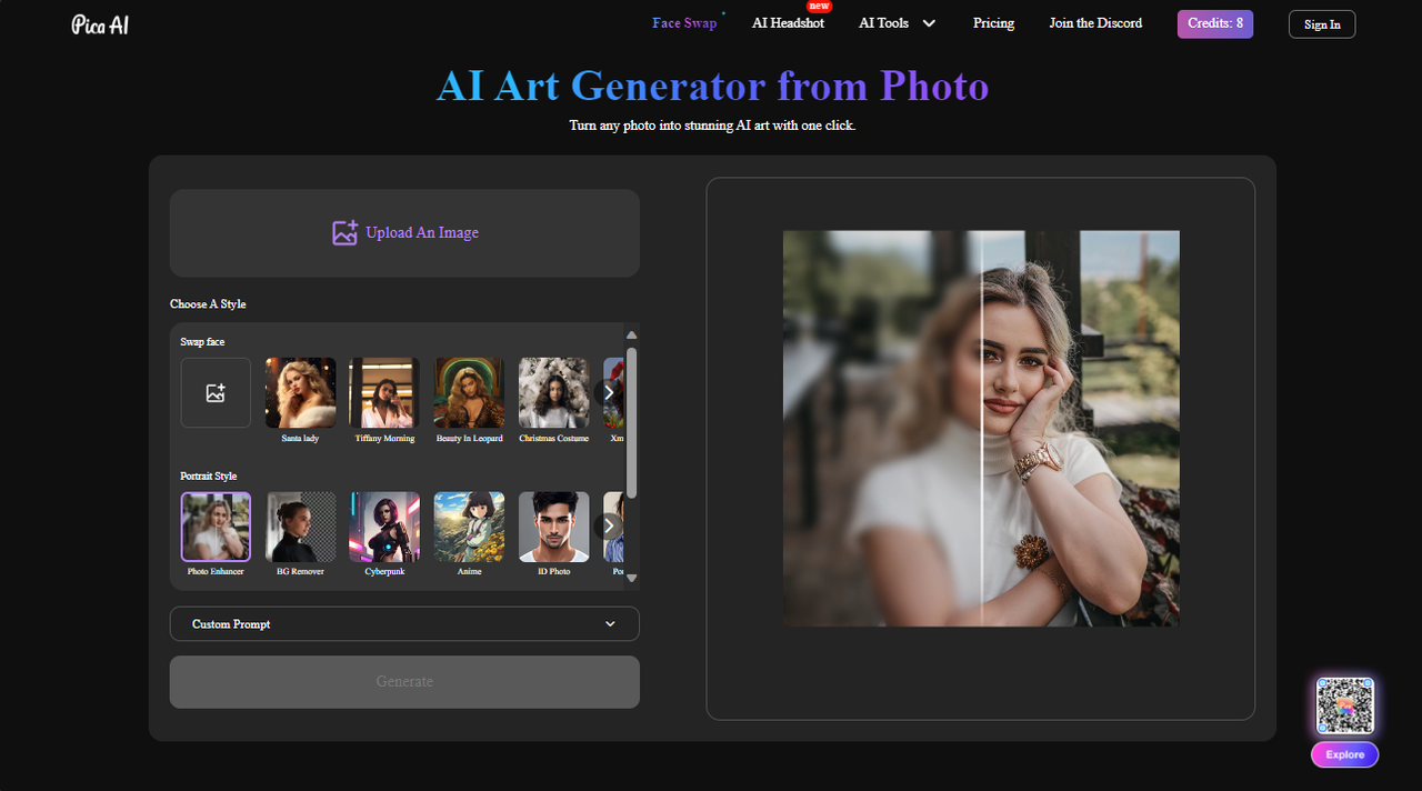 Pica AI photo to painting tool