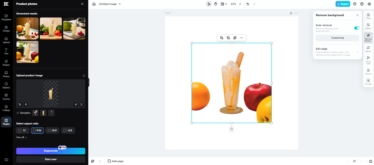 Remove background from product photo in CapCut product photos