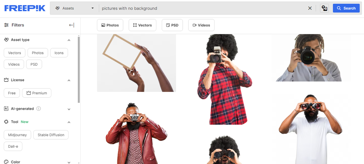 Photos without background in Freepik