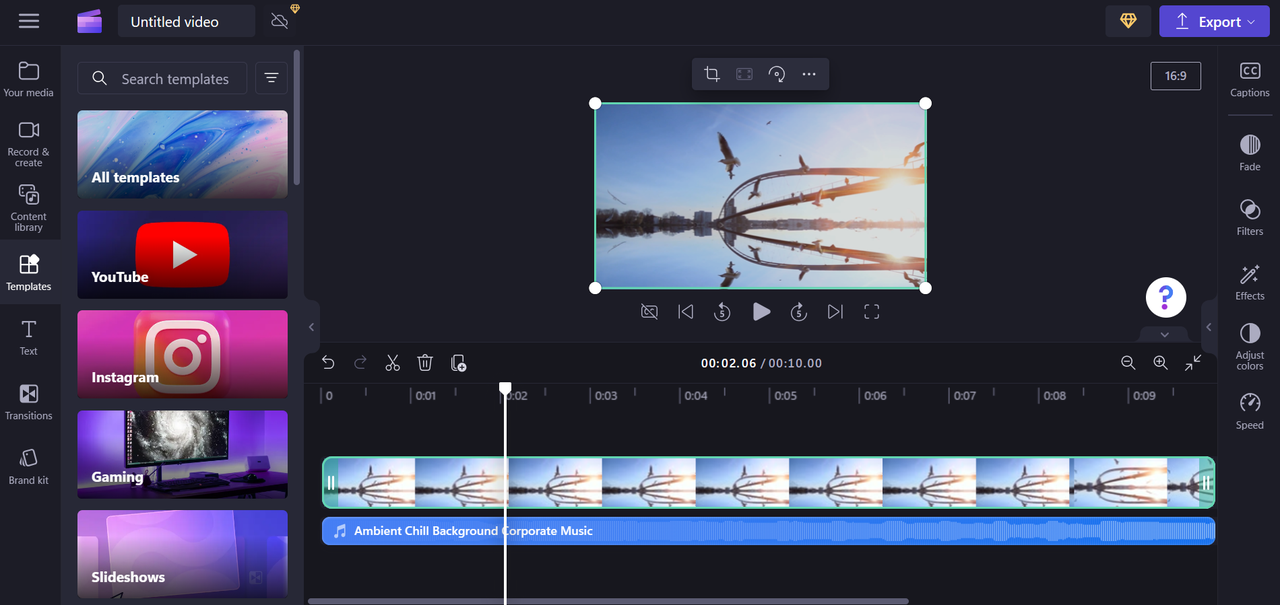  Clipchamp interface to add music to video online free with no watermark