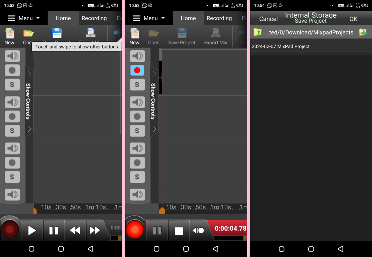 MixPad Multitrack Mixer music recorder interface