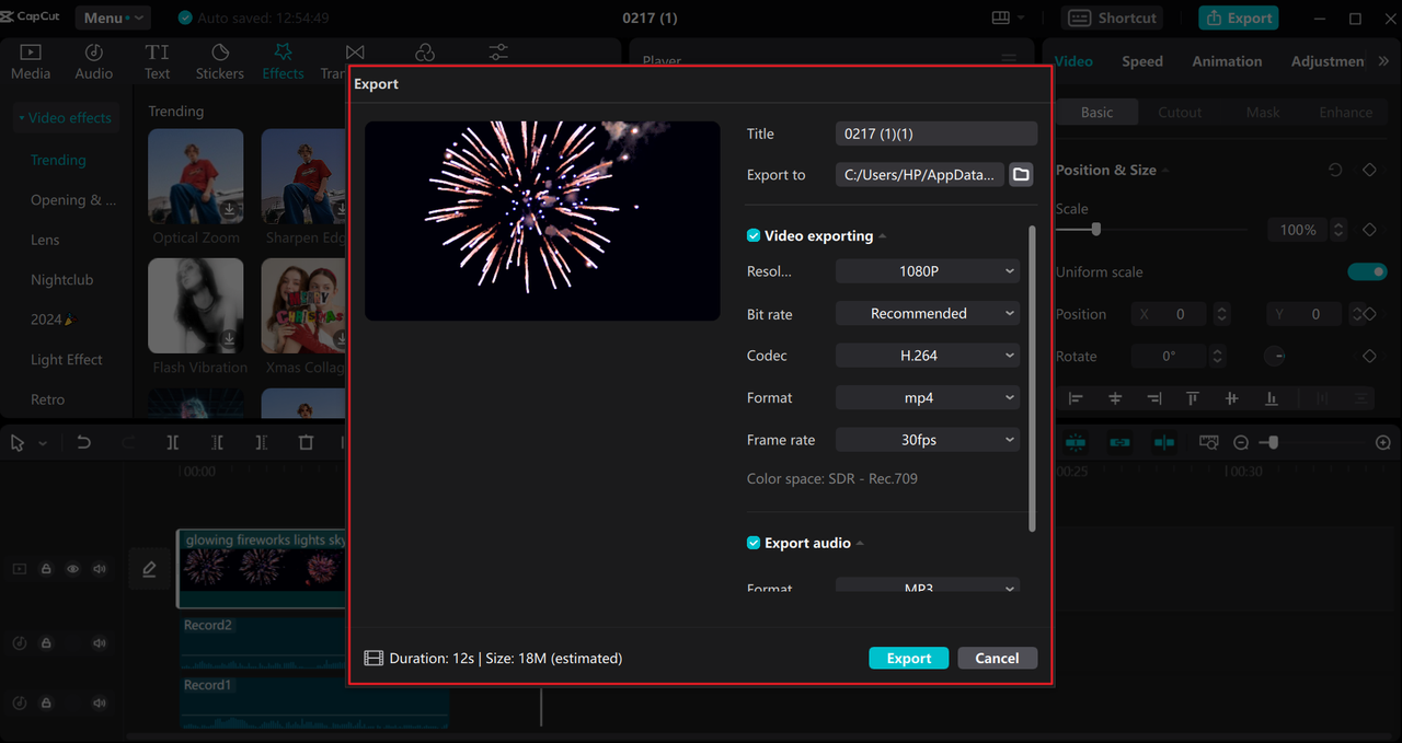 Export videos on the CapCut desktop editor, the best free audio recording and editing software