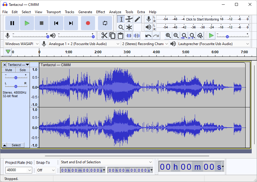 Audacity free audio recording software interface