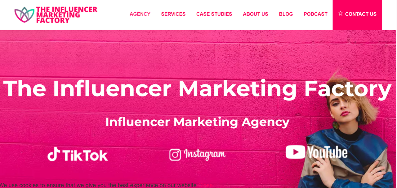 The Influencer Marketing Factory YouTube marketing agency homepage