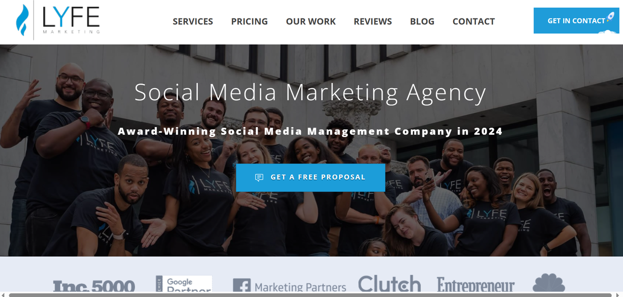 Lyfe Marketing YouTube marketing agency homepage